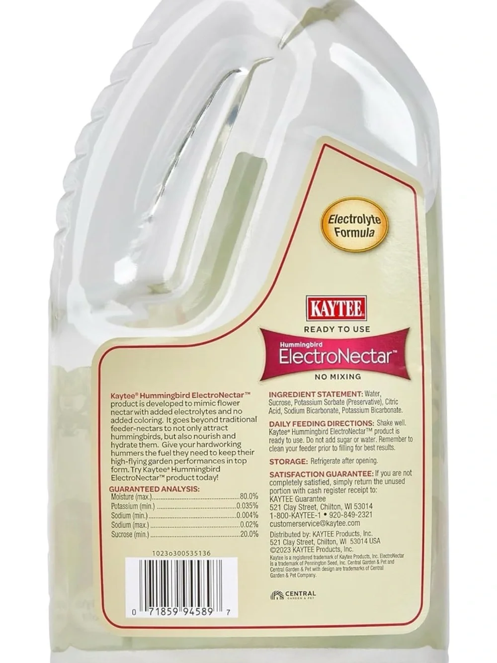 Kaytee Clear ElectroNectar Hummingbird Nectar Bottle